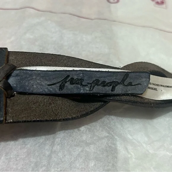 Free People Duran Leather Belt Black Square Double Buckle Buckle Rustic Western - Picture 7 of 8